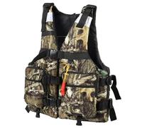 Adjustable Float Jacket with Whistle, Portable Fishing Float Jacket for Casting Paddling, Suitable for Adults Under 220lbs(Camouflage,L)