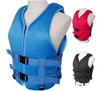 Adjustable Float Jacket with Zipper, Neoprene Float Jacket for Water Sports Swimming Boating Fishing Kayaking for Men Women(Blue A,L)