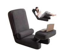 Adjustable Floor Chair - Padded Folding Gaming Recliner with 15-Level Backrest, Portable Lazy Sofa for Adults, Comfortable Couch for Living Room (Black)