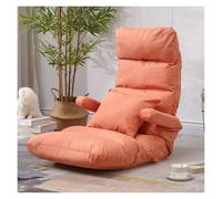Adjustable Floor Gaming Chair - 5 Position Foldable Lazy Sofa Recliner with Armrests, Comfy Lounger Sleeper for Bedroom & Living Room (Orange)