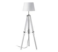 Adjustable Floor Lamp with Chrome Accents, Natural Grey Wooden Tripod Legs, Contemporary Fabric Shade Premier Housewares White One Size