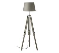 Adjustable Floor Lamp with Chrome Accents, Natural Grey Wooden Tripod Legs, Contemporary Fabric Shade Premier Housewares Grey One Size