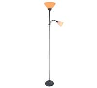 Adjustable Floor or Table Lamp with Dual E27 Lights, Flexible Arm - Modern Standing/Desk Light for Bedroom, Study, Living Room - Dual Switch, UK Plug - Black/Grey, 178cm Max Height (Black)
