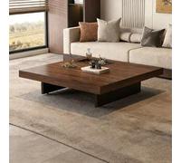 Adjustable Floor Sitting Table - Multifunctional Rectangular Table, Wooden Tea Table for Living Room, Accent Furniture, Brown-B, 39.4"x39.4" (100x100cm)
