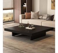 Adjustable Floor Sitting Table, Multifunctional Rectangular Wooden Tea Table, Accent Furniture for Living Room, Black-B, 80x80cm (31.5x31.5in)