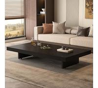 Adjustable Floor SittingTable Multifunctional Rectangular Wooden Tea Table Living Room Accent Furniture Black-A 130x60cm/51x23.6in