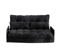 Adjustable Floor Sofa Couch with 2 Pillows Multi-Functional Bean Bag Bed 5-Position Foldable Lazy Sofa Sleeper Bed with Armrest Versatile Floor Seating for Reading Floor Sofa Lounge Black Double