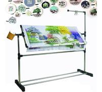 Adjustable Floor Stand for Embroidery - 360° Rotating Cross Stitch Frame with Pulley Base, Large Hoop Holder, Height Adjustable up to 100cm for Needlework Sewing Craft