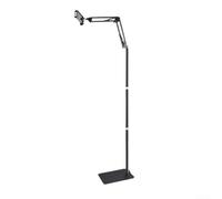 Adjustable Floor Stand for Tablets & Phones - Heavy Base Mobile CPU Holder for Live Stream Recording - 360° Rotation Bed Mount for iPad 4-13 Inch Black(B)