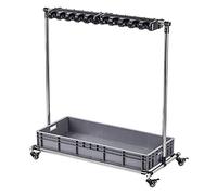 Adjustable Floor-Standing Broom & Mop Rack - 16 Slot Stainless Steel Tool Storage Cart for Garage, Hotel, School & Restaurant - Portable Cleaning Organizer for Efficient Space Management