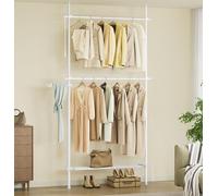 Adjustable Floor to Ceiling Clothes Rail with Shelves SONGMICS White One Size