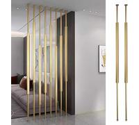 Adjustable Floor-to-Ceiling Room Divider - 2 Pcs Wooden Slats & Metal Frame Customizable Partition for Bedroom Living Room Office Cubicle Space Separator