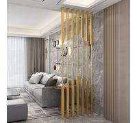 Adjustable Floor to Ceiling Wall Partition with Metal Slats, No Drilling Installation for Home Office Bedroom Privacy