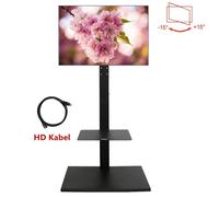Adjustable Floor TV Stand with Shelf HD Cable for 32''- 65'' TV 66 lbs
