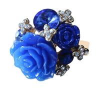 Adjustable Floral Rose Statement Ring - Elegant Promise Wrap Flower Band, Exaggerate Bloom Fashion Finger Jewelry | Durable Gift Mother Wife Girlfriend Girls Valentine Wedding Engagement Daily Use