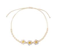 Adjustable Flower Shell Necklace - Handwoven Soft Clay Natural Beads Jewelry for Women, Boho Chic Accessory for Daily Wear & Special