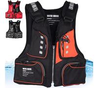 Adjustable Fly Fishing Vest Buoyancy Aid Fishing Life Jacket Adult Outdoor Sports Multi Pockets With Reflective Stripe Swim Flotation Vests(Black)
