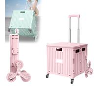 Adjustable Foldable Rolling Crate with Wheels - Rust Resistant Utility Bin for Camping & Storage