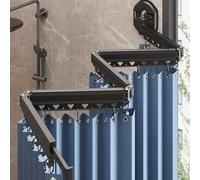 Adjustable Foldable Shower Curtain RodNo Drill Aluminium Rail SpaceSaving Design 2Fold Easy Installation Perfect for Small Bathrooms Durable & Lightweight