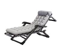 Adjustable Foldable Sun Lounger with Padded Cushion - Portable 6-Position Recliner Garden Chair Ideal for Camping and Outdoor Relaxation Grey