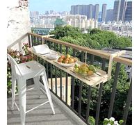 Adjustable Folding Balcony Table - 7 Heights Outdoor Railing Deck Table for Garden Patio Compact Space-Saving Design Ideal for Small Balconies and Decks