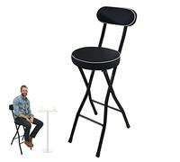 Adjustable Folding Bar Stool with Backrest, Padded Seat, 65cm Height, Ideal for Breakfast Bars, Cafés, Bistros, Space-Saving Design for Small Rooms