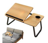 Adjustable Folding Bed Tray Table - Large Portable Laptop Desk with Cup Holder | Versatile Bedside Table for Sofa & Floor Use | Ideal for Eating & Working