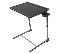 Adjustable Folding Bedside Table - Versatile TV Tray Table with 6 Height & 3 Angle Settings, Perfect for Bed & Sofa - Compact & Comfortable, Black Color