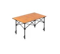 Adjustable Folding Camping Table - Portable Picnic Table with Storage Bag for Outdoor BBQ Beach Patio Backyard Party - Brown 120x55x50-80cm