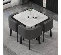 Adjustable Folding Dining Table Set with 4 Chairs Modern Square SpaceSaving Office & Home Furniture for Dining Room Lounge and Meetings