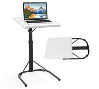 Adjustable Folding Laptop Table - Portable Overbed Desk with Tilting Top for Home Office and Sit Stand Workstation