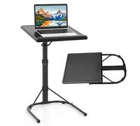 Adjustable Folding Laptop Table - Portable Overbed Desk with Tilting Top for Home Office and Sit Stand Workstation