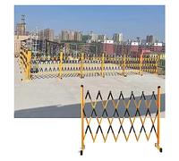 Adjustable Folding Mobile Barrier with Wheels - Portable Safety Barrier for Schools and Construction Sites - Lightweight Retractable Black & Yellow Safety Fence (Size: 3.9FT)