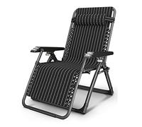 Adjustable Folding Outdoor Reclining Lounge Chair - Portable Sun Lounger with Pillow & Armrests for Garden Camping Beach Poolside & Indoor Use - Color A