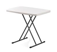 Adjustable Folding Plastic Table - Lightweight Portable Snack & Laptop Tray for Home, Picnic, Party - Height Adjustable, Easy Storage, Space-Saving Design (White)