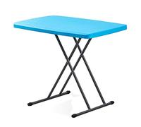 Adjustable Folding Plastic Table - Portable Height-Adjustable Laptop & TV Tray - Versatile Snack Table for Home, Picnic, Party - Lightweight & Compact Design (Blue)