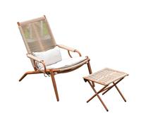 Adjustable Folding Rattan Lounge Chair with Footrest & Lumbar Pillow - Comfortable Outdoor Recliner for Patio Garden Porch Courtyard (Large Brown)