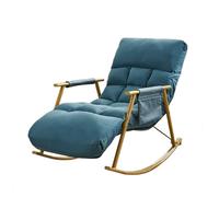 Adjustable Folding Recliner Chair-Oversized Recliner Chair - Padded Adjustable Backrest and Footrest - Comfortable Upholstered Rocking Chair for Bedroom, Garden, Balcony, Living Room,（Navy