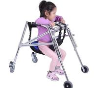 Adjustable Folding Rollator Walker with Seat for Pediatric Rehabilitation and Mobility Support