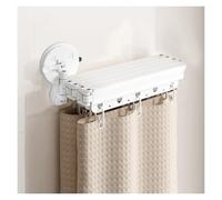 Adjustable Folding Shower Curtain Rod, Wall Mounted No Drilling Retractable Corner Design for Bathroom, Dormitory, Hotel Room Divider