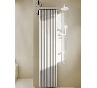Adjustable Folding Shower Curtain Rod with Heavy Duty Double Suction Cups Wall Mount Design for Bathroom & RV Natural Color 150x200cm Space-Saving Solution
