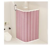 Adjustable Folding Shower Curtain Rod with Waterproof Linen No Drill Suction Cups WaterBlocking Strip Ideal for RV Bathroom Home - 3Fold Design