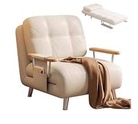 Adjustable Folding Sofa Bed Convertible Sleeper Chair with 5 Position Backrest, Waxed Leather, Space Saving Design, 200kg Capacity for Small Spaces