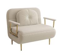 Adjustable Folding Sofa Bed with Mattress 6Position Reclining Armchair in Beige Perfect for Living Room & Bedroom Compact Couch (190x100x30cm)