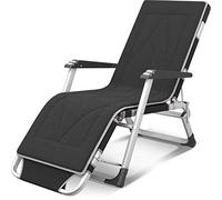 Adjustable Folding Sun Lounger Chair Outdoor Garden Recliner with Breathable Fabric Rust-Resistant 3-Position Footrest & Free Pillow for Ultimate Relaxation (Black)