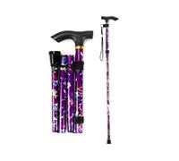 Adjustable Folding Walking Stick with Elegant Design Unisex's Walking Cane-Purple Floral