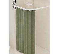 Adjustable Folding Wall Mounted Shower Curtain Rod with Double Suction Cups Heavy Duty for Bathroom & RV (Green 2 Fold 80x180cm)