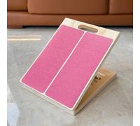Adjustable Foot Incline Wooden Slant Board for Calf Stretching,440lb Capacity, Balance Velour Stretcher Ankle Stretch Knee Leg Squats Wedge Exercise Pilates Fitness (Pink)