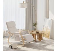HomCom Modern Rocking Lounge Recliner Chair with Adjustable Footrest – Cream