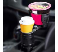 Adjustable for Dual Car Cup Holder Expander, for 360 Rotating 4-in-1 Drink Stand with Built-in for Compass, Stable Non-Shaking Base for Phones Snacks, Silent Anti-Slip, Black